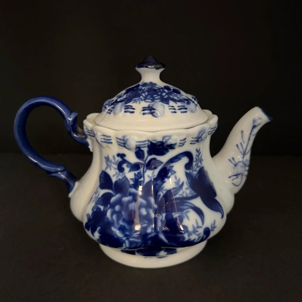 Blue & White Floral Ceramic Teapot - Picture 2 of 16